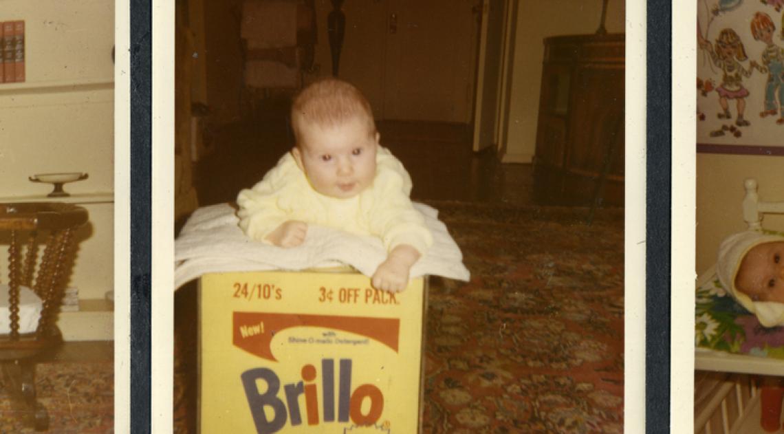 Baby Lisanne Skyler and the Brillo Box from "Brillo Box ." From the Andy Warhol Foundation for the Visual Arts Inc. Baby Lisanne Skyler and the Brillo Box from "Brillo Box ." From the Andy Warhol Foundation for the Visual Arts Inc.
