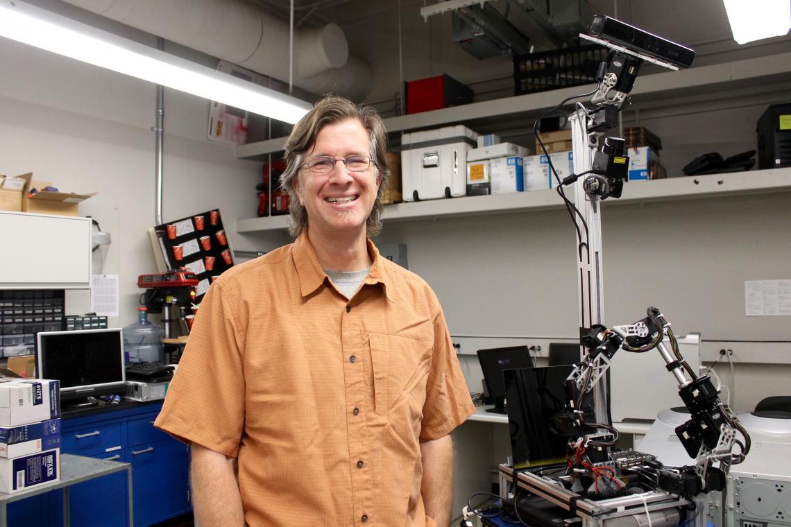 School of Information associate professor Clayton Morrison in his robotics lab School of Information associate professor Clayton Morrison in his robotics lab