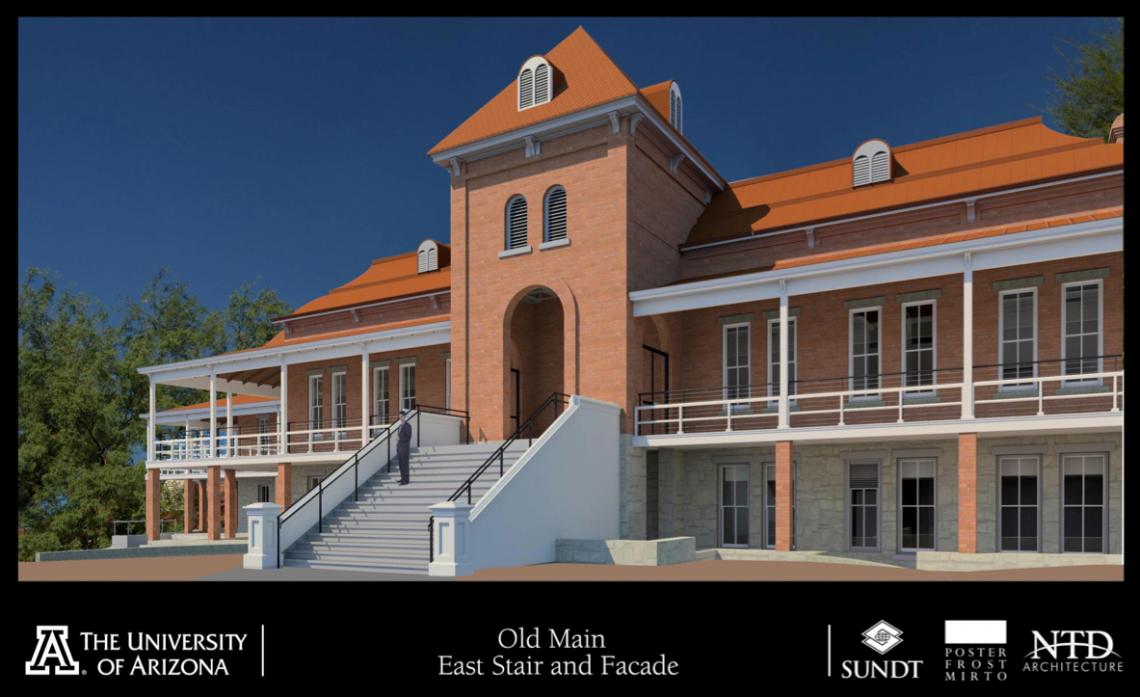 A $13.5 million fundraising campaign is underway to renovate and restore Old Main. The team at the Tucson-based Poster Frost Mirto, Inc. is at the fore of designing the new look and feel of Old Main while retaining its historic features.