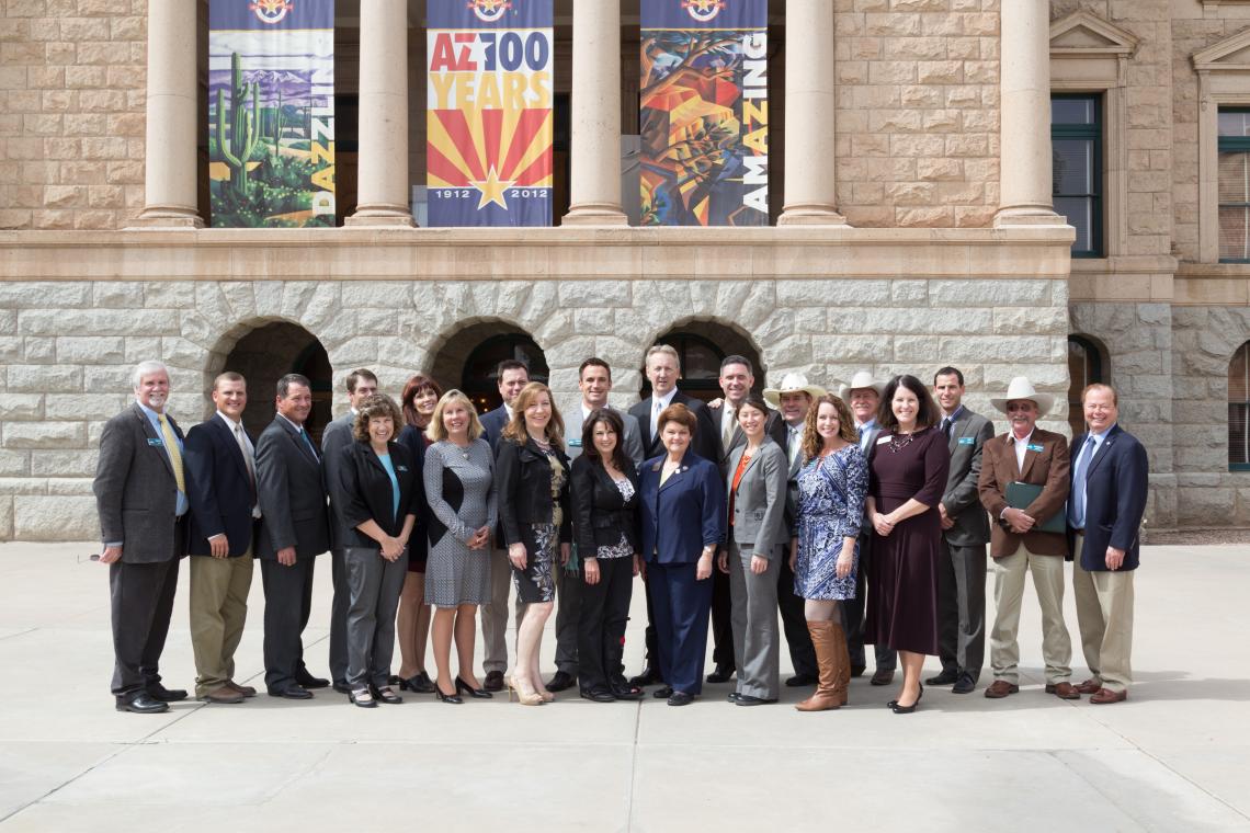 Members of Project CENTRL Class 22, including Drew John , Sine Kerr  and Jim Parks , met with CENTRL alumni serving in the Arizona Legislature in 2014, including Frank Pratt  and Gail Griffin .