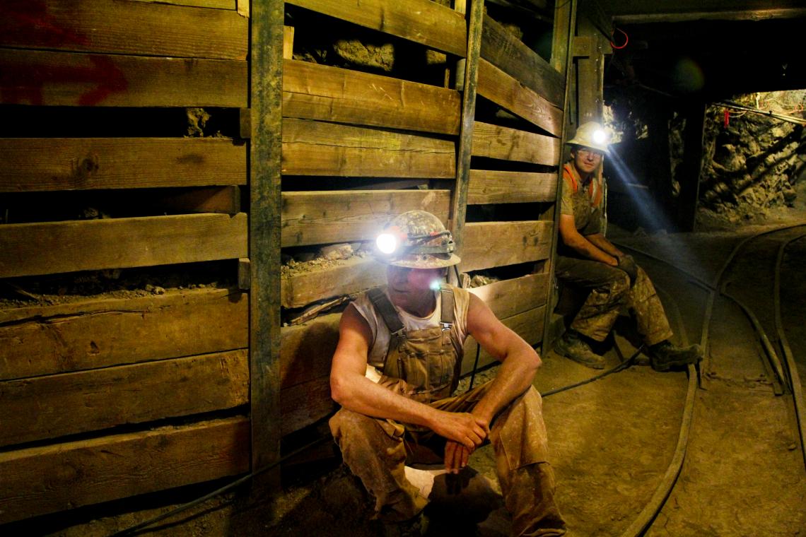 Mine workers wait for blasting to finish in the student-run San Xavier Mine near Tucson. Mine workers wait for blasting to finish in the student-run San Xavier Mine near Tucson.