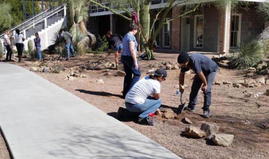 Students worked last spring as part of a water harvesting class offered by the Department of Soil, Water and Environmental Science. Students worked last spring as part of a water harvesting class offered by the Department of Soil, Water and Environmental Science.