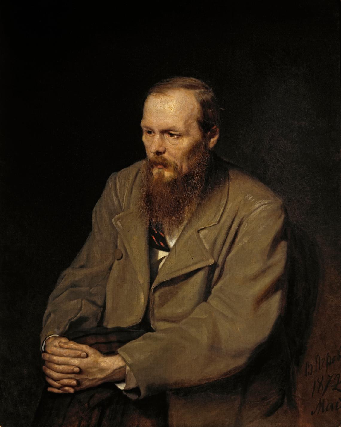 A portrait by Vasily Perov of Fyodor Dostoevsky, a popular 19th-century Russian writer A portrait by Vasily Perov of Fyodor Dostoevsky, a popular 19th-century Russian writer