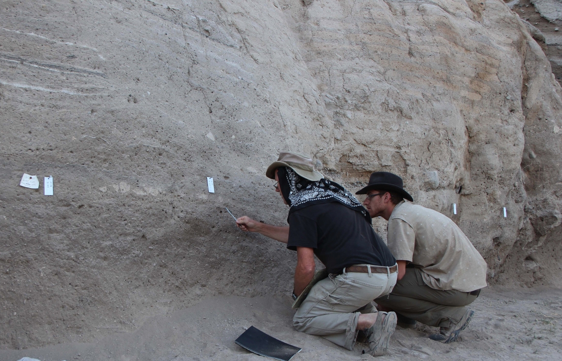 From left: Study authors Jay Quade and Jordan Abell collect samples at the site of an ancient Turkish settlement where salts left behind by animal and human urine give clues about the development of livestock herding. From left: Study authors Jay Quade and Jordan Abell collect samples at the site of an ancient Turkish settlement where salts left behind by animal and human urine give clues about the development of livestock herding.
