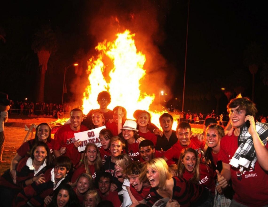 The annual bonfire signals the kickoff of Homecoming weekend. The annual bonfire signals the kickoff of Homecoming weekend.