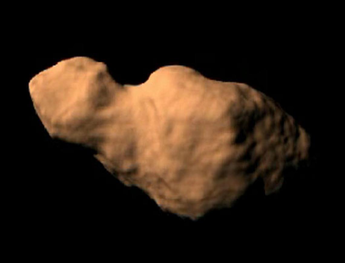 This picture shows what an artist thinks Toutatis might look like. This picture shows what an artist thinks Toutatis might look like. Image courtesy Steve Ostro, NASA/JPL.