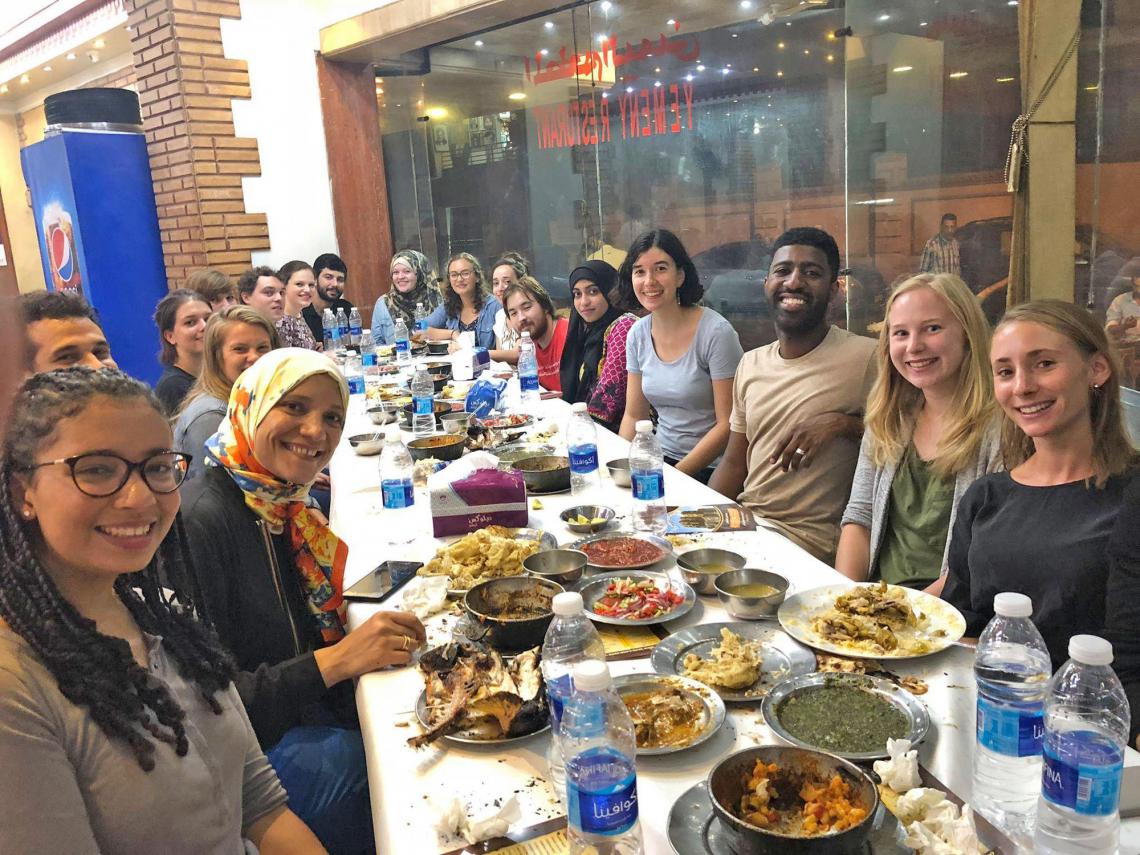 Center for Arabic Study Abroad fellows at an orientation dinner.