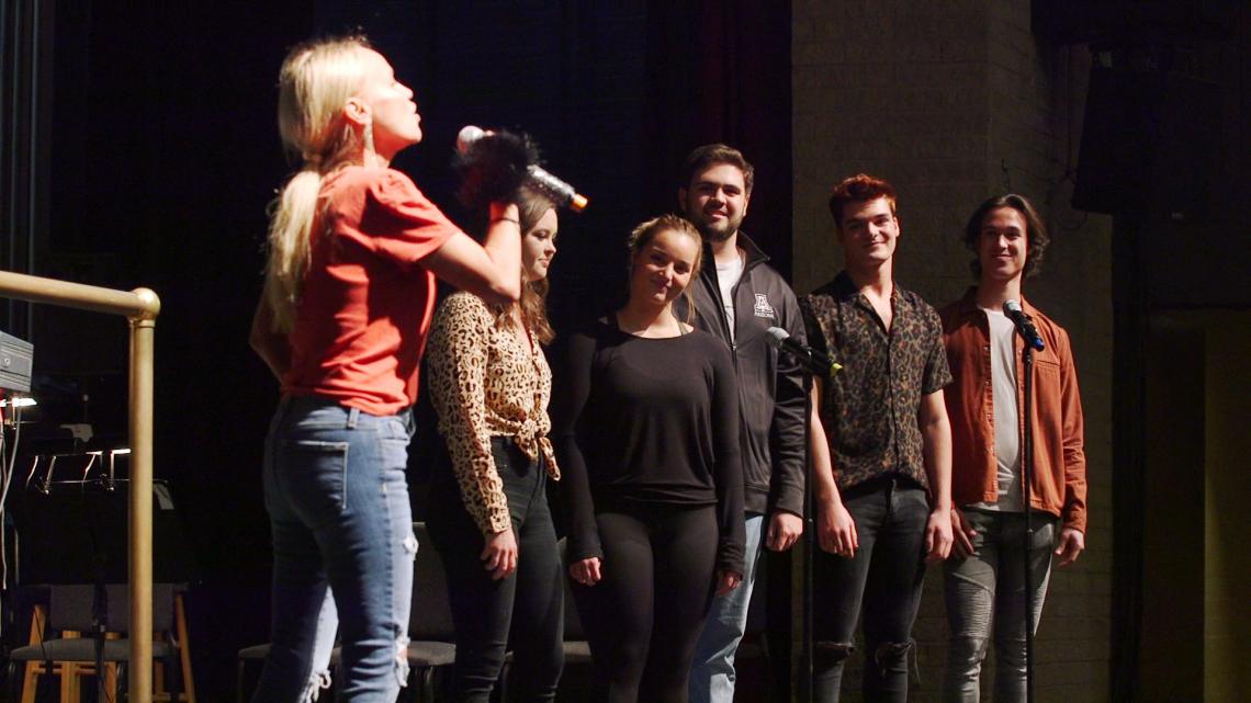 UA musical theater students rehearse with actress Kristin Chenoweth for a one-night performance in Tucson. UA musical theater students rehearse with actress Kristin Chenoweth for a one-night performance in Tucson.