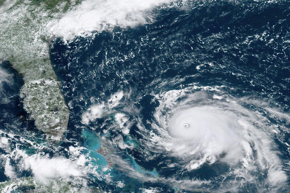 A National Oceanic and Atmospheric Administration GOES-16 satellite image of Hurricane Dorian over the Atlantic Ocean in August 2019. The hurricane eventually reached Category 5 status. 