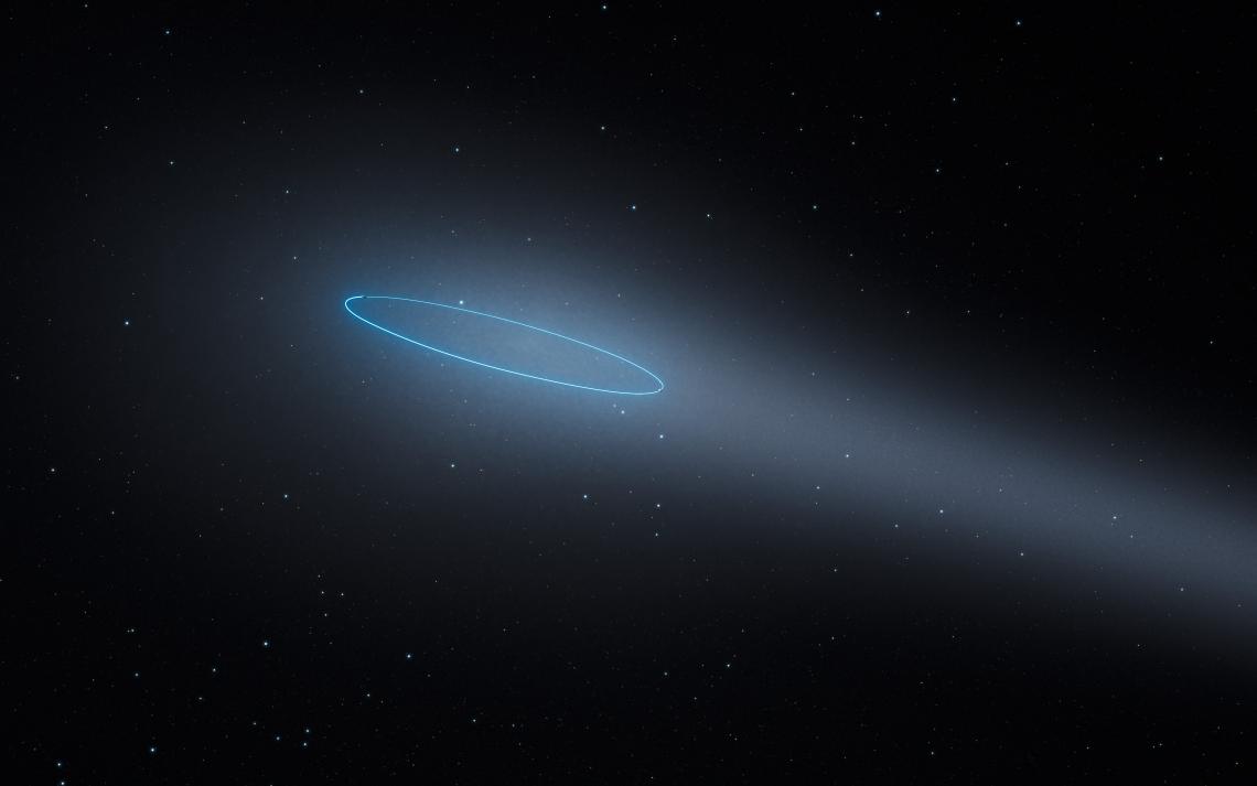 This artist’s impression shows the binary asteroid 288P, located in the main asteroid belt between the planets Mars and Jupiter. The object is unique as it is a binary asteroid that also behaves like a comet. The cometlike properties are the result of wat This artist’s impression shows the binary asteroid 288P, located in the main asteroid belt between the planets Mars and Jupiter. The object is unique as it is a binary asteroid that also behaves like a comet. The cometlike properties are the result of wat