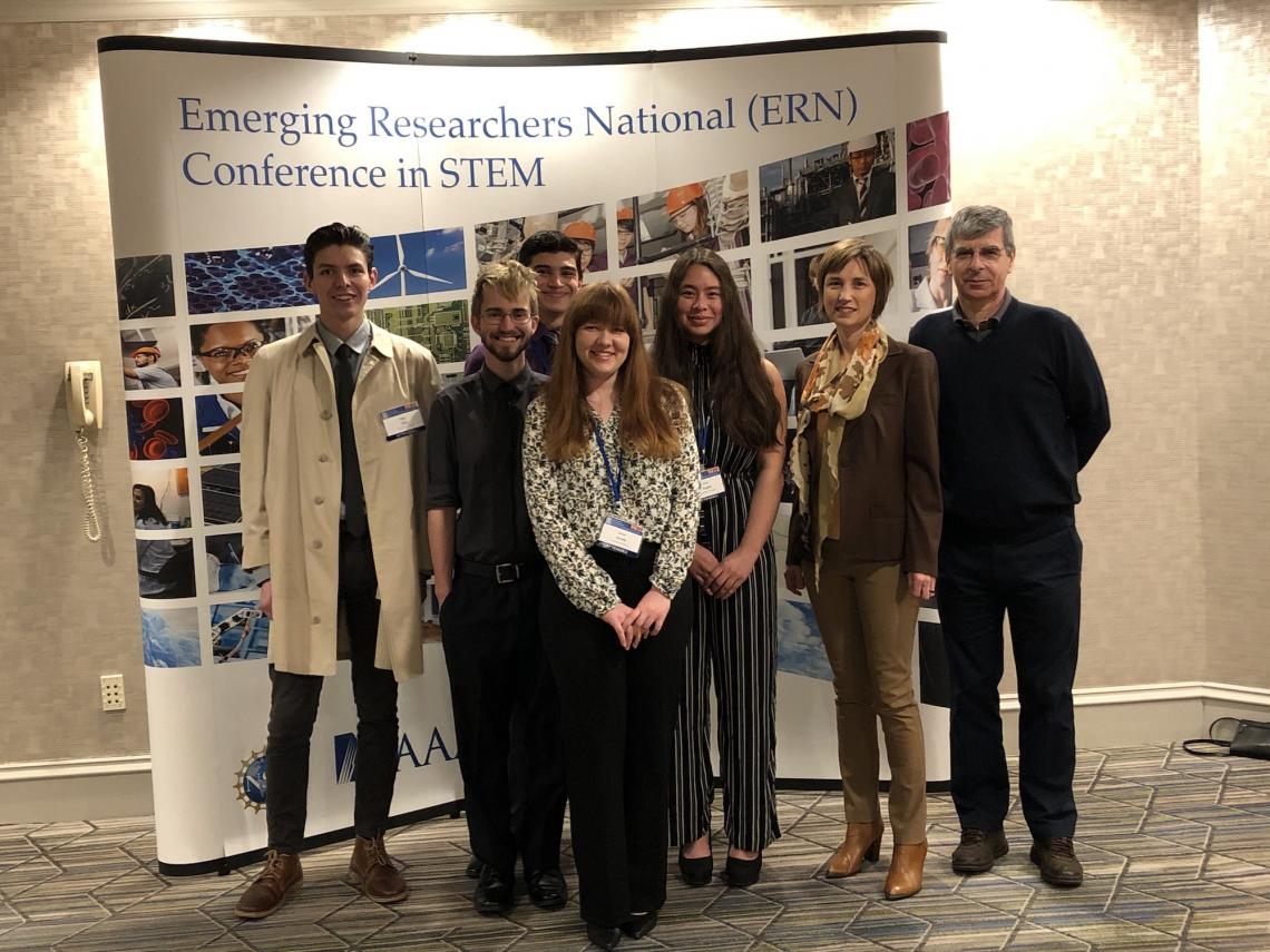 Research Experience and Mentorship students, from left: Allan Chon, Trevor Lata, Justin Palacios, Rachel Gorelik and Emily English with two of their mentors, Kasi Kiehlbaugh and Pierre Deymier. Research Experience and Mentorship students, from left: Allan Chon, Trevor Lata, Justin Palacios, Rachel Gorelik and Emily English with two of their mentors, Kasi Kiehlbaugh and Pierre Deymier.