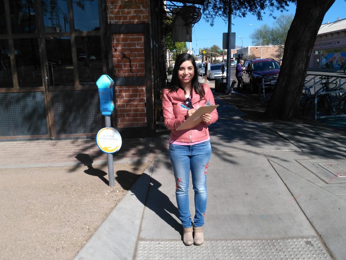 As part of a transportation planning class at the UA, Landgrave-Serrano and her classmates hit the streets of Tucson to practice "tactical urbanism." As part of a transportation planning class at the UA, Landgrave-Serrano and her classmates hit the streets of Tucson to practice "tactical urbanism."