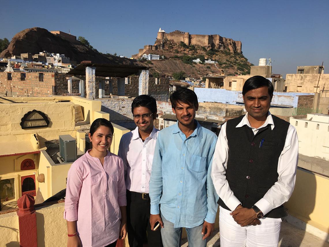 A journalist  with the news organization Rajasthan Patrika is pictured with law students from the Utthan Legal Aid and Service Organization, a nongovernmental organization in Jodhpur, India. The organization promotes use of the RTIA among college students