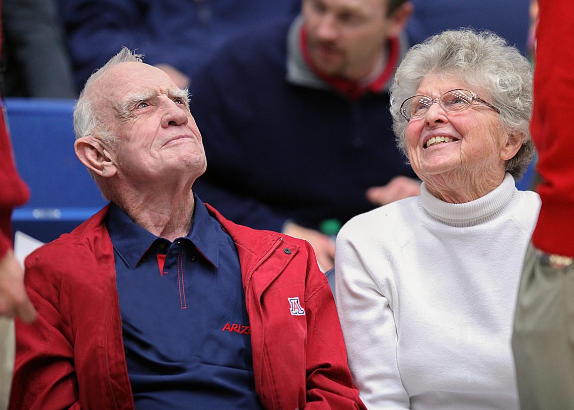 J. David Lowell and his wife, Edith, at a Wildcats basketball game.