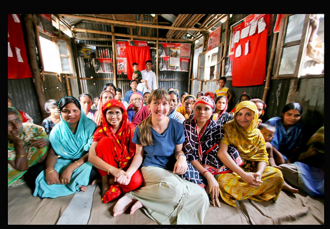Marla Smith-Nilson, center, meets with a community group in a slum of Dhaka, Bangladesh’s capital city, where millions lack access to clean water. Marla Smith-Nilson, center, meets with a community group in a slum of Dhaka, Bangladesh’s capital city, where millions lack access to clean water.