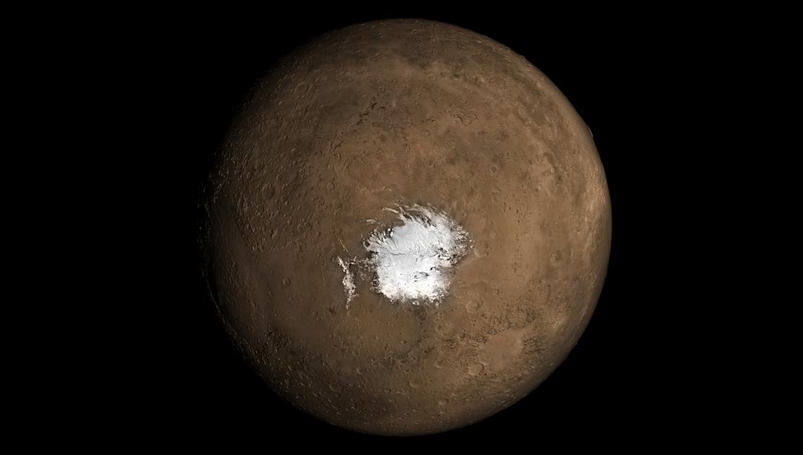 A new study in Geophysical Research Letters argues there needs to be an underground source of heat for liquid water to exist underneath the Martian southern polar ice cap. A new study in Geophysical Research Letters argues there needs to be an underground source of heat for liquid water to exist underneath the Martian southern polar ice cap.