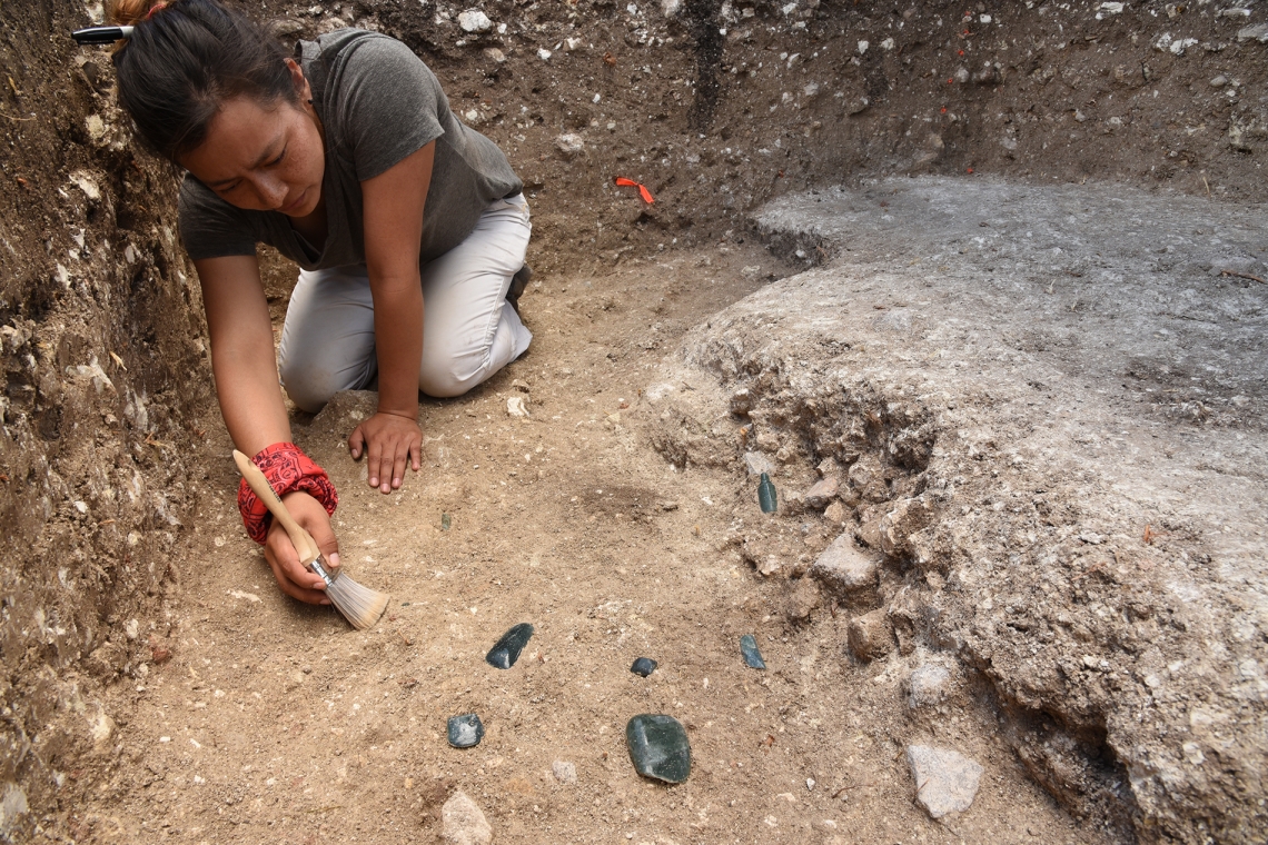 Melina Garcia excavating part of the Aguada Fenix site. 