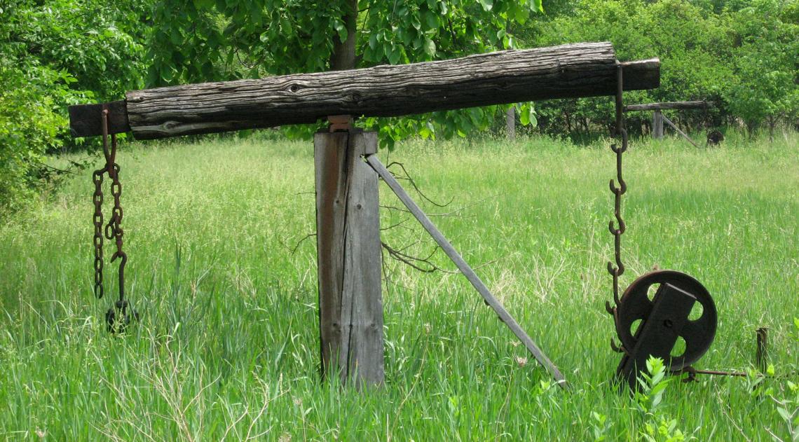 Oil well pump jack from the late 1800s in southern Ontario, Canada. 