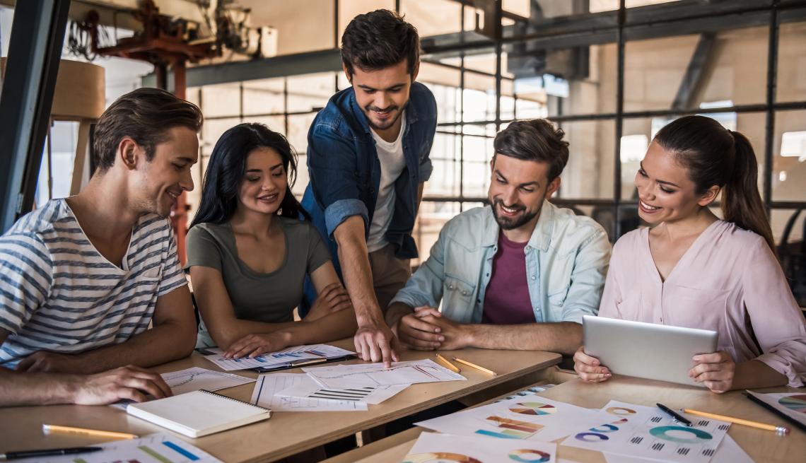 smiling young businessmen and women looking at charts on a table Soft skills such as critical thinking, communication and teamwork are in high demand by employers, making the humanities an increasingly important part of students' educations.