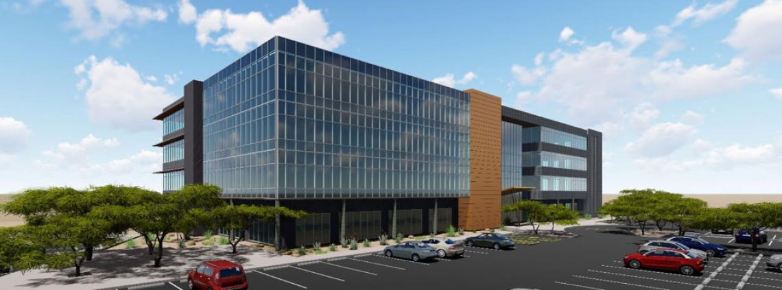 Conceptual drawing of The Refinery, the first building at the University of Arizona Tech Park at The Bridges. Conceptual drawing of The Refinery, the first building at the University of Arizona Tech Park at The Bridges.