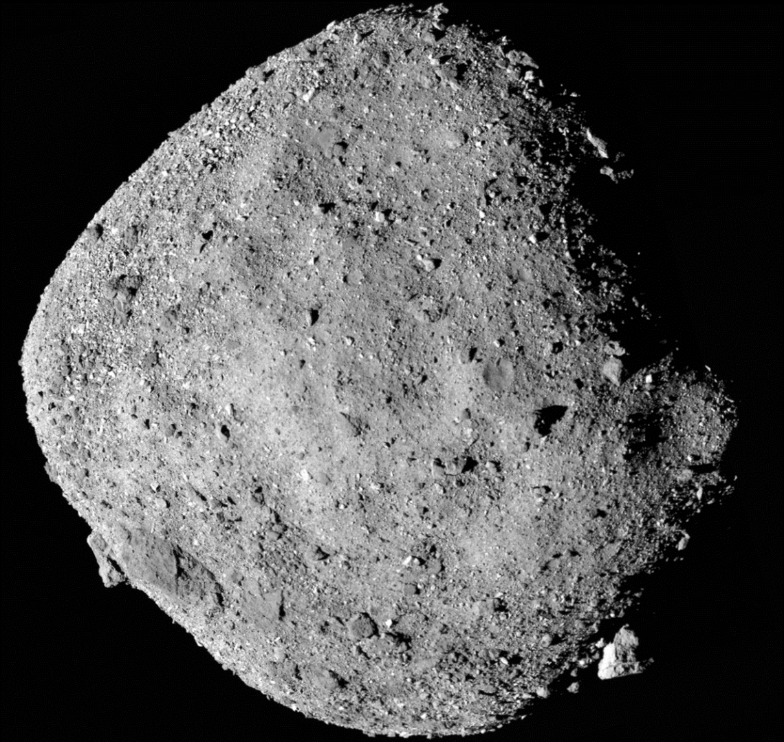 This mosaic image of asteroid Bennu is composed of 12 PolyCam images collected on Dec. 2 by the OSIRIS-REx spacecraft from a range of 15 miles . 