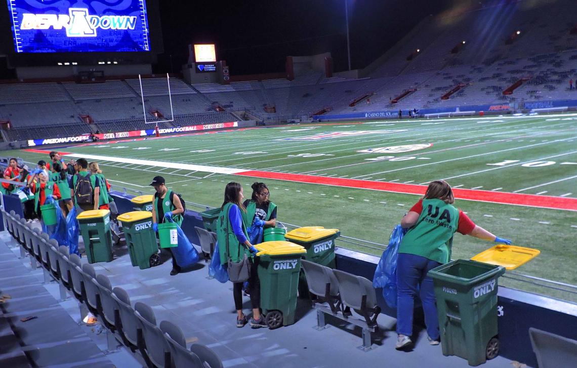 More than 100 students took part in this year's Zero-Waste Challenge, collecting more than 3.8 tons of recycling and more than 800 pounds of compostable materials. More than 100 students took part in this year's Zero-Waste Challenge, collecting more than 3.8 tons of recycling and more than 800 pounds of compostable materials.