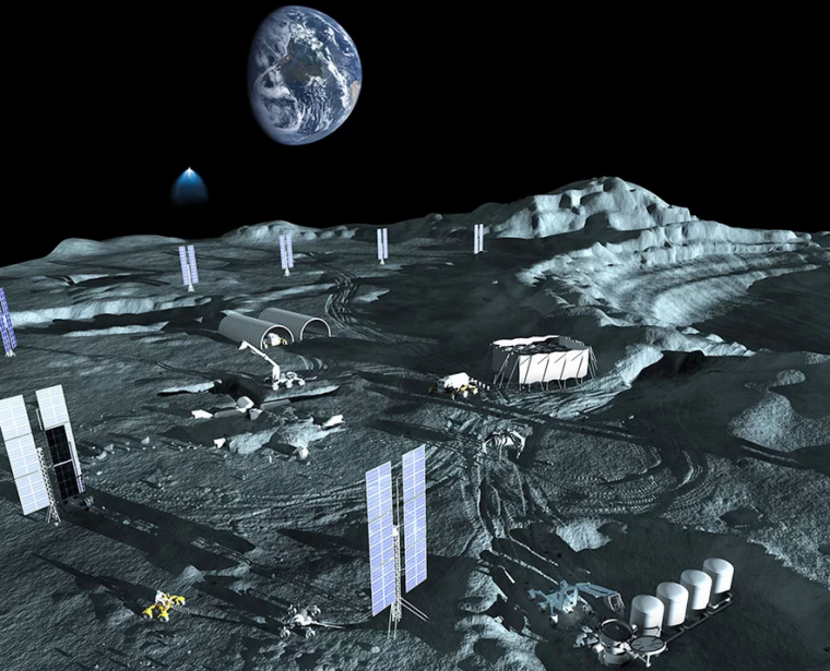 illustration of a mining base on the moon