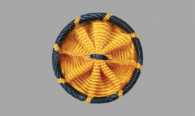A rosette pins in gold and blue, colors symbolizing science and engineering A rosette pins in gold and blue, colors symbolizing science and engineering
