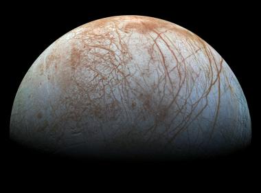 The fractured surface of Europa.
The fractured surface of Europa.