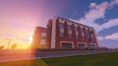 Other buildings in the Minecraft map include the Student Union Memorial Center, pictured here. The map is close to scale, with one block equal to one square-foot.