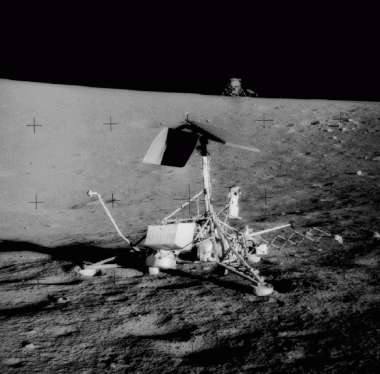 Surveyor 3 on the moon. Thanks to UA's Ewen Whitaker mapping efforts, Apollo 12 astronauts were able to make a pinpoint landing and walk over to the Surveyor probe, which had touched down a year and half before. Surveyor 3 on the moon. Thanks to UA's Ewen Whitaker mapping efforts, Apollo 12 astronauts were able to make a pinpoint landing and walk over to the Surveyor probe, which had touched down a year and half before.